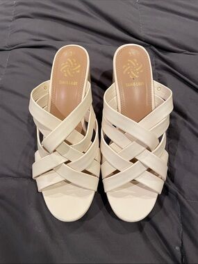 Sam & Libby Cream Braided Slide Mules